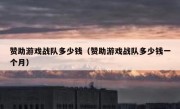 赞助游戏战队多少钱（赞助游戏战队多少钱一个月）