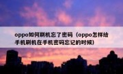 oppo如何刷机忘了密码（oppo怎样给手机刷机在手机密码忘记的时候）