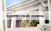 代付软件写一个多少钱（代付款平台）