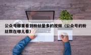 公众号哪里看到粉丝量多的视频（公众号的粉丝数在哪儿看）