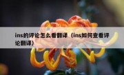 ins的评论怎么看翻译（ins如何查看评论翻译）