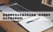 微信视频号怎么不显示粉丝数量（微信视频号怎么不显示粉丝团）