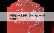 如何在ins上涨粉（instagram如何涨粉）