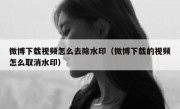 微博下载视频怎么去除水印（微博下载的视频怎么取消水印）