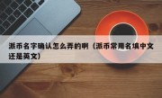 派币名字确认怎么弄的啊（派币常用名填中文还是英文）