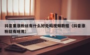 抖音里涨粉丝有什么好处吗视频教程（抖音涨粉丝有啥用）