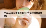 三方api代付通道在哪找（三方代付是啥意思）