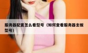 服务器配置怎么看型号（如何查看服务器主板型号）