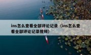 ins怎么查看全部评论记录（ins怎么查看全部评论记录视频）