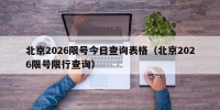 北京2026限号今日查询表格（北京2026限号限行查询）