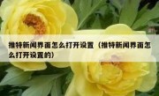 推特新闻界面怎么打开设置（推特新闻界面怎么打开设置的）