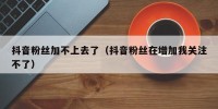 抖音粉丝加不上去了（抖音粉丝在增加我关注不了）