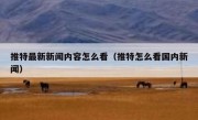推特最新新闻内容怎么看（推特怎么看国内新闻）