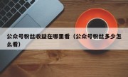 公众号粉丝收益在哪里看（公众号粉丝多少怎么看）