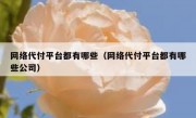 网络代付平台都有哪些（网络代付平台都有哪些公司）
