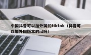 中国抖音可以加外国的tiktok（抖音可以加外国版本的id吗）