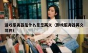 游戏服务器是什么意思英文（游戏服务器英文简称）