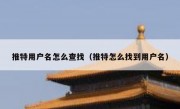 推特用户名怎么查找（推特怎么找到用户名）