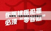车牌号（车牌号码怎么选择最好）