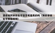 派币如何审核名字信息呢是真的吗（派币审核名字教程视频）