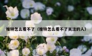 推特怎么看不了（推特怎么看不了关注的人）