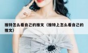 推特怎么看自己的推文（推特上怎么看自己的推文）