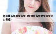 赞是什么意思文言文（赞是什么意思文言文怎么表达）