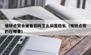 推特点赞会被看到吗怎么设置隐私（推特点赞的在哪里）