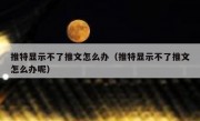 推特显示不了推文怎么办（推特显示不了推文怎么办呢）
