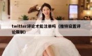 twitter评论才能注册吗（推特设置评论限制）