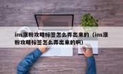 ins涨粉攻略标签怎么弄出来的（ins涨粉攻略标签怎么弄出来的啊）