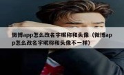 微博app怎么改名字昵称和头像（微博app怎么改名字昵称和头像不一样）