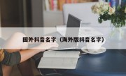 国外抖音名字（海外版抖音名字）