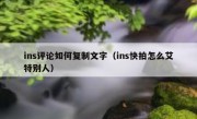 ins评论如何复制文字（ins快拍怎么艾特别人）