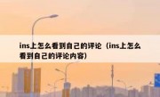 ins上怎么看到自己的评论（ins上怎么看到自己的评论内容）