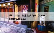 tiktok为什么这么火句子（tiktok为什么那么火）