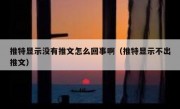 推特显示没有推文怎么回事啊（推特显示不出推文）