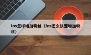 ins怎样增加粉丝（ins怎么快速增加粉丝）