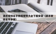 派币审核名字教程视频大全下载安装（派币审核名字步骤）