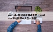 youtube如何评论翻译中文（youtube评论翻译中文怎么设置）