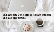 派币名字写反了怎么改回来（派币名字填写错误会失去所有派币吗）