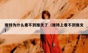 推特为什么看不到推文了（推特上看不到推文）