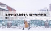 推特app怎么翻译中文（推特app如何翻译）
