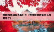 微博搜索功能怎么打开（微博搜索功能怎么打开不了）
