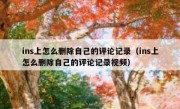 ins上怎么删除自己的评论记录（ins上怎么删除自己的评论记录视频）