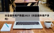 抖音国外用户数量2023（抖音国外用户多吗）
