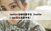 twitter在哪设置中文（twitter app怎么设置中文）
