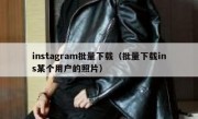 instagram批量下载（批量下载ins某个用户的照片）