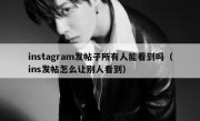 instagram发帖子所有人能看到吗（ins发帖怎么让别人看到）