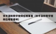 快手涨粉教学视频在哪里看（快手涨粉教学视频在哪里看啊）